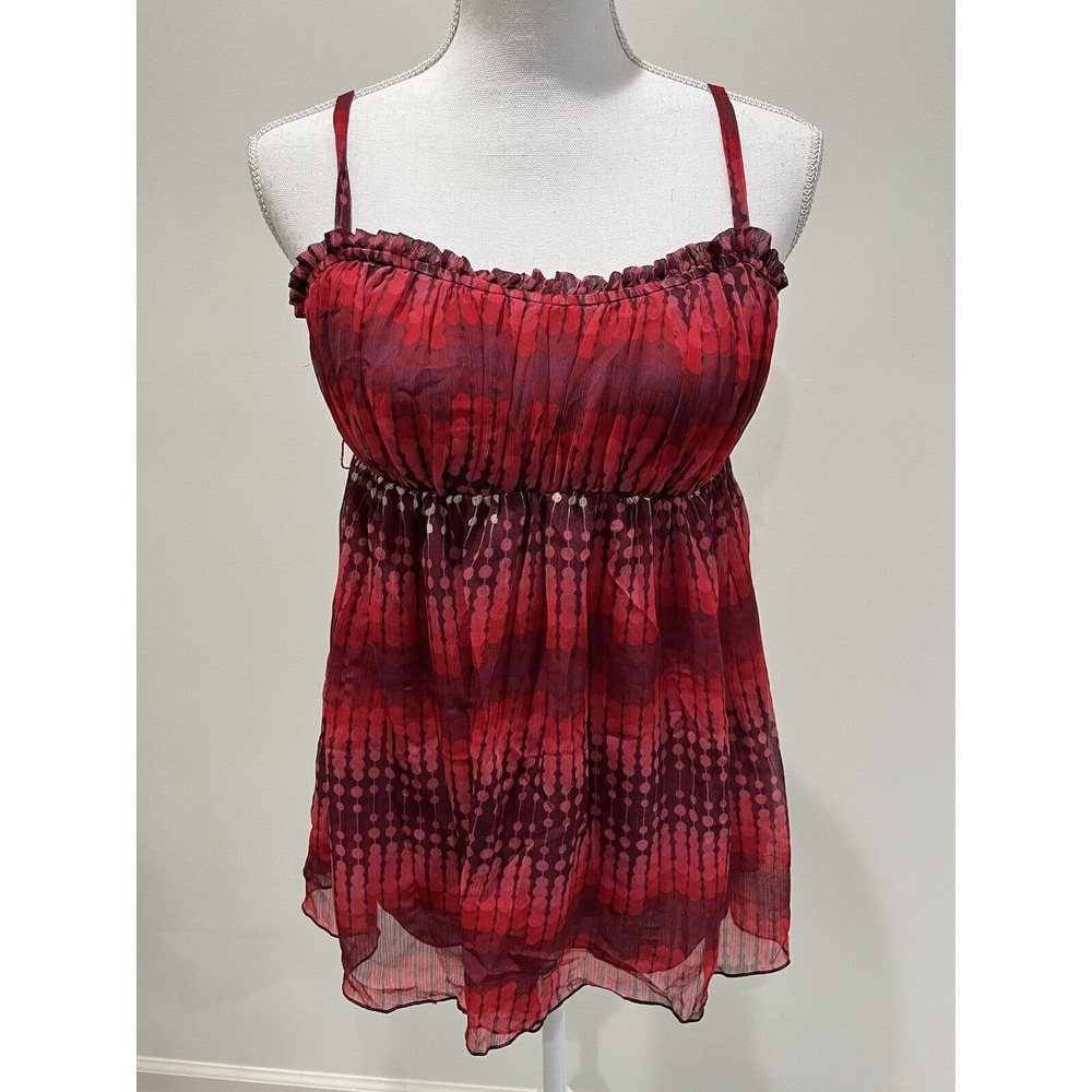 Vintage Womens Y2K Sheer Babydoll Top Size M Red Dark Fairy Whimsigoth Tie - Picture 3 of 7